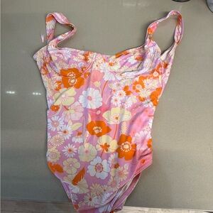 Maje Floral Pink and Orange Swimsuit